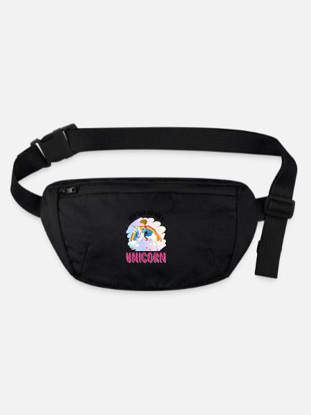 Restez calme et montez une licorne licorne - Sac banane recyclé Stanley/Stella - noir - Devant