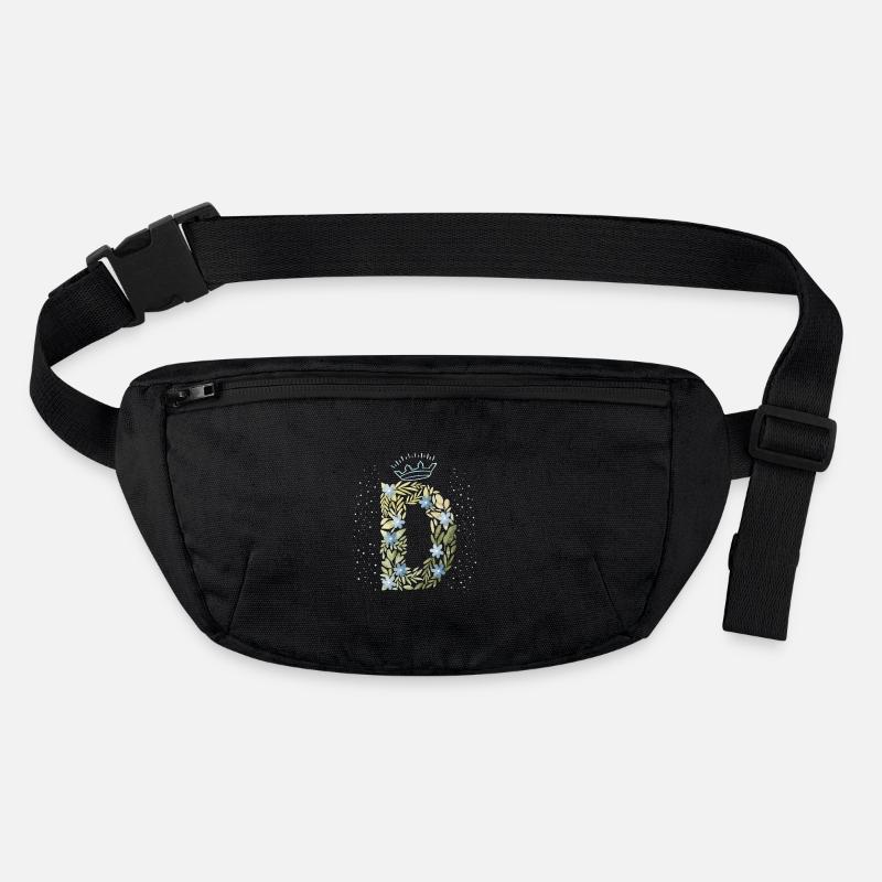 Monogram letter D with crown, floral ornament Stanley/Stella recycled Hip Bag 