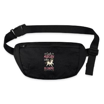 Coole Mädchen reiten Isländer - Stanley/Stella recycelte Gürteltasche - Schwarz - Vorne