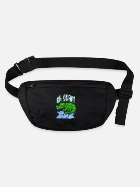 Crocodile Crocodile, funny saying, pun, pixel art - Stanley/Stella recycled Hip Bag  - black - Front