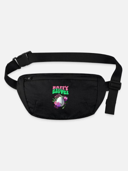 Happy Easter Easter Egg Floral Art - Stanley/Stella recycled Hip Bag  - black - Front