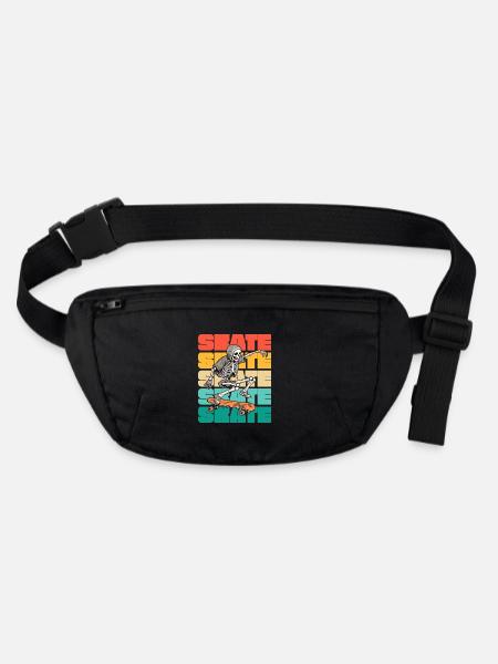 Skateboarding Coole Skateboarder Skelett Bunt - Stanley/Stella recycelte Gürteltasche - Schwarz - Vorne