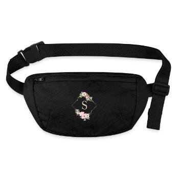 Monogramme S Pastel Floral personnalisable - Sac banane recyclé Stanley/Stella - noir - Devant