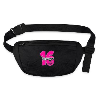 16 Anniversaire Fille - Sac banane recyclé Stanley/Stella - noir - Devant