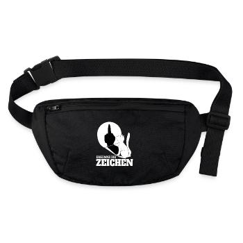 Erkenne die Zeichen Katze Kätzchen Winkekatze - Stanley/Stella recycelte Gürteltasche - Schwarz - Vorne