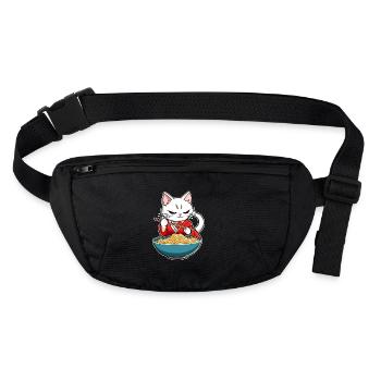 Mignon chat asiatique et nouilles ramen - Sac banane recyclé Stanley/Stella - noir - Devant
