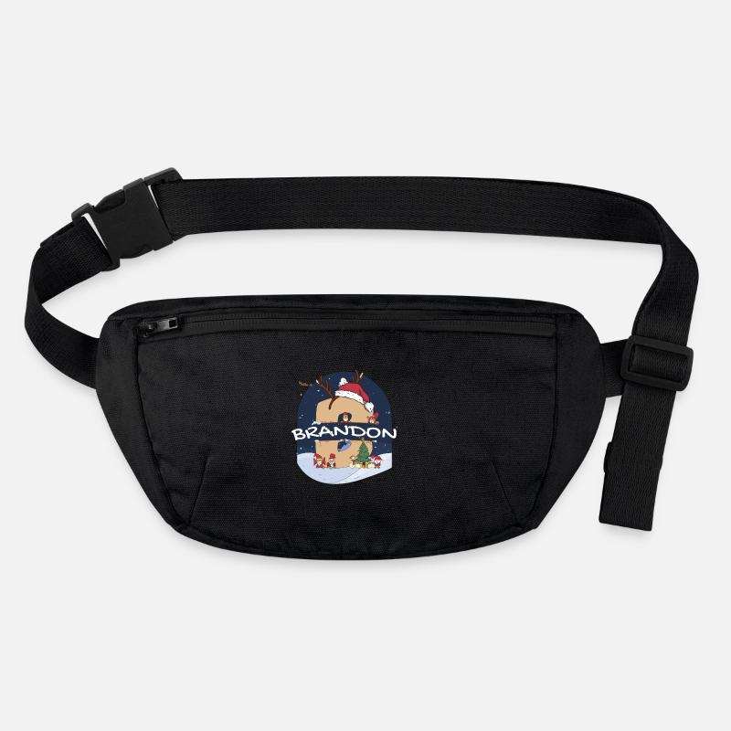 Awesome Brandon Name w Santa Hat in Xmas Theme Stanley/Stella recycled Hip Bag 