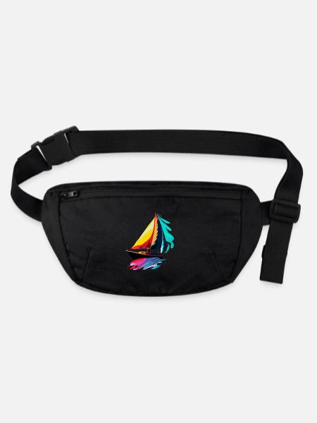 Sailing ship - Stanley/Stella recycled Hip Bag  - black - Front