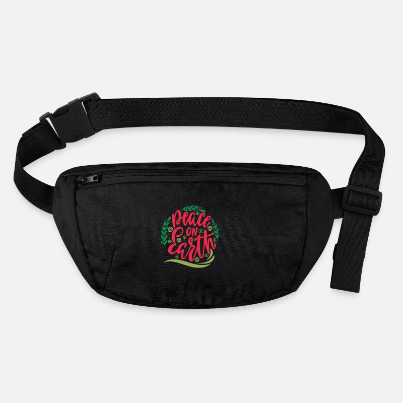 Peace on Earth Typography, Christmas Mistletoe Stanley/Stella recycled Hip Bag 