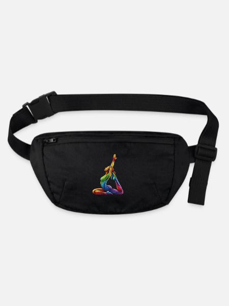 Yoga Regenbogen - Stanley/Stella recycelte Gürteltasche - Schwarz - Vorne