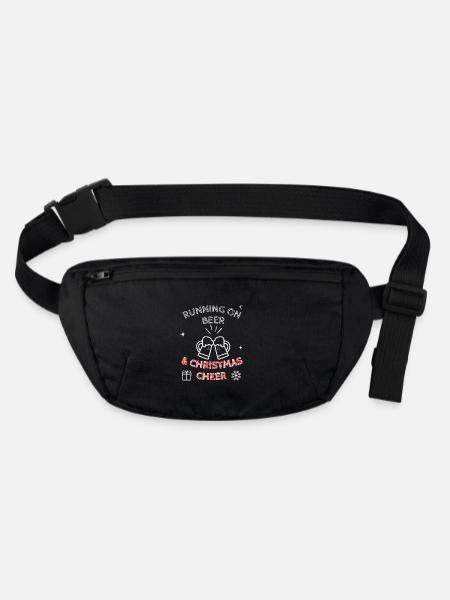 Running On Beer And Christmas Cheer Funny Festive - Stanley/Stella recycled Hip Bag  - black - Front
