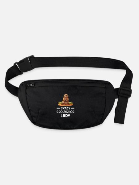 Groundhog Day - Crazy Groundhog Lady - Stanley/Stella recycled Hip Bag  - black - Front