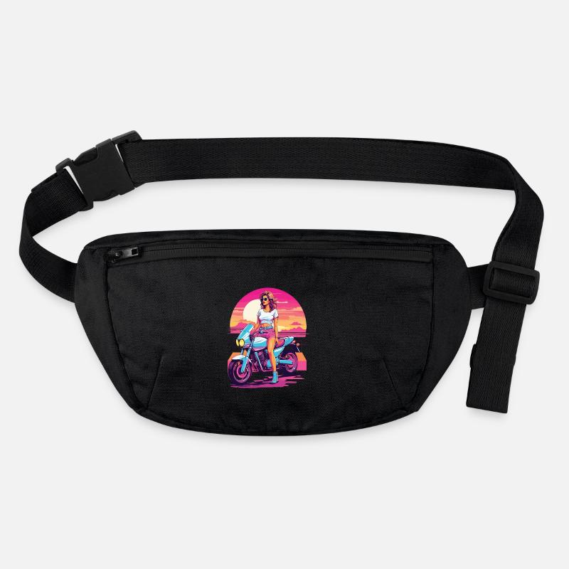 Synthwave Motorcycle Aesthetic for Biker Girls Stanley/Stella recycled Hip Bag 