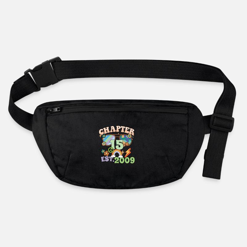 Turning 15 15th Birthday Retro Theme Peace Sign Stanley/Stella recycelte Gürteltasche
