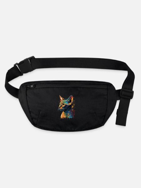 Abyssinian Cat Colorful Gaze - Stanley/Stella recycelte Gürteltasche - Schwarz - Vorne