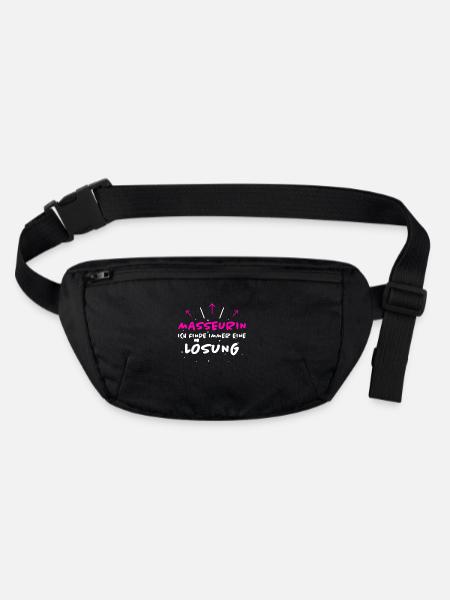 Masseurin Spruch Beruf Lustiges Masseurin Geschenk - Stanley/Stella recycelte Gürteltasche - Schwarz - Vorne