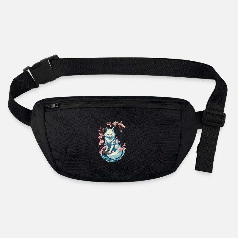 White Kitsune Fox Japanese Cherry Blossoms Stanley/Stella recycled Hip Bag 