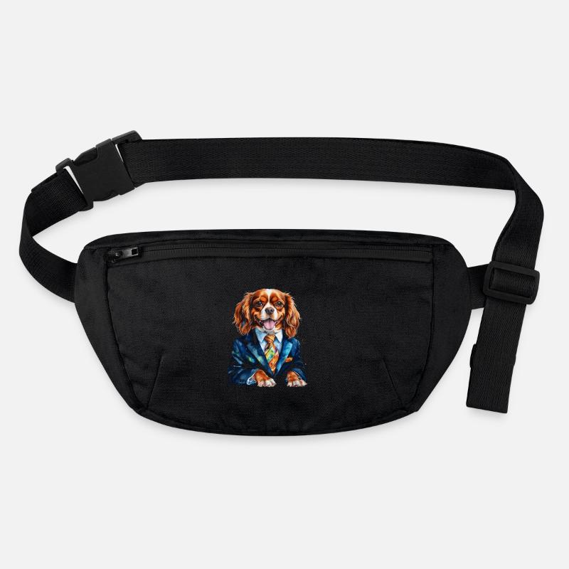 Cavalier King Charles Spaniel Costume Imprimé Chien - Sac banane recyclé Stanley/Stella - noir