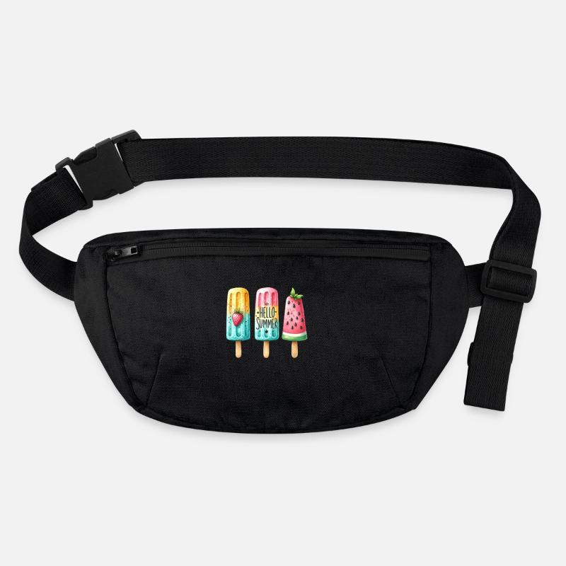 Hello Summer. Happy Popsicle Design, Ice Cream, - Stanley/Stella recycled Hip Bag  - black