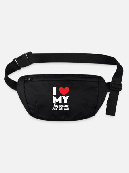 Paare Liebe Herz Freund Geschenkidee Beziehung - Stanley/Stella recycelte Gürteltasche - Schwarz - Vorne