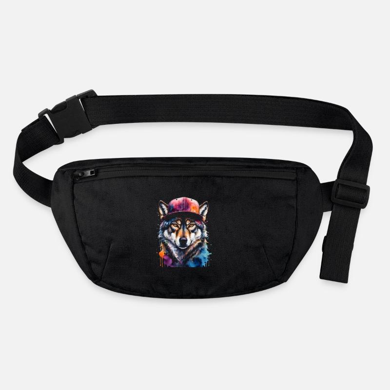 Wolf Snapback Cap Colorful Animal Design Print Stanley/Stella recycled Hip Bag 