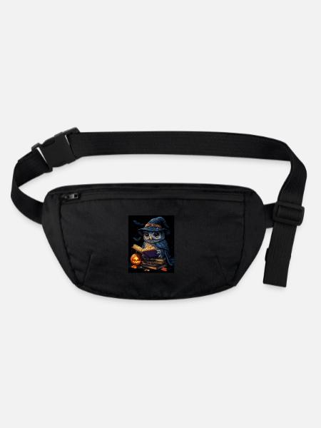 Halloween Geschenk Frauen Eule Männer Kinder Deko - Stanley/Stella recycelte Gürteltasche - Schwarz - Vorne