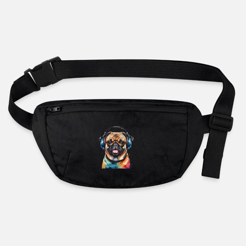 Mops Kopfhörer Hund Bunt Lustig Tier Design Print Stanley/Stella recycelte Gürteltasche