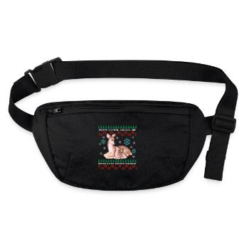 Lustiger Spruch Ugly Christmas mit Reh - Stanley/Stella recycelte Gürteltasche - Schwarz - Vorne