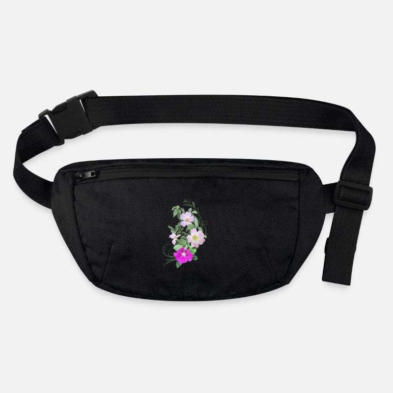 Fleurs d’églantier et vigne, art mixte Sac banane recyclé Stanley/Stella