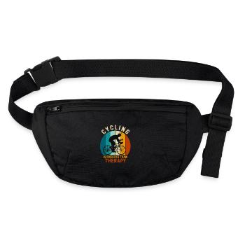 Le cyclisme est moins cher que Therapy.Maillot de cyclisme - Sac banane recyclé Stanley/Stella - noir - Devant
