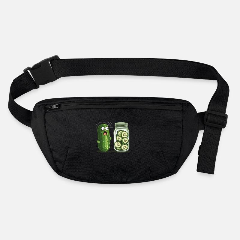 Surprised cucumber looking at cucumber jar humor Stanley/Stella recycled Hip Bag 