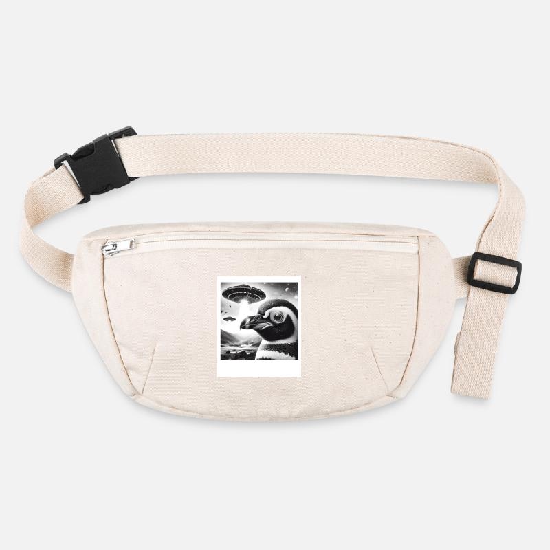 Penguin Sci-Fi Funny Graphic Selfie with UFOs Weir Stanley/Stella recycled Hip Bag 