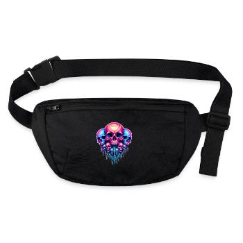 Psychedelischer Totenkopf - Stanley/Stella recycelte Gürteltasche - Schwarz - Vorne