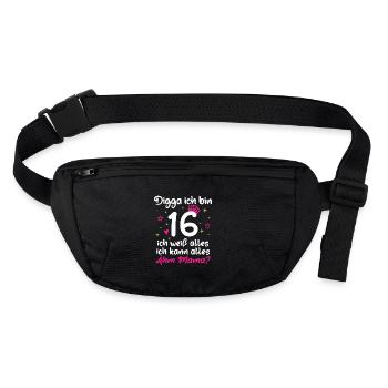 16th Birthday Girl Digga I'm 16 - Stanley/Stella recycled Hip Bag  - black - Front