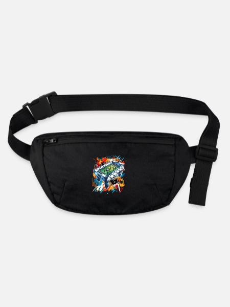 Tischkicker Tischfußball - Stanley/Stella recycelte Gürteltasche - Schwarz - Vorne