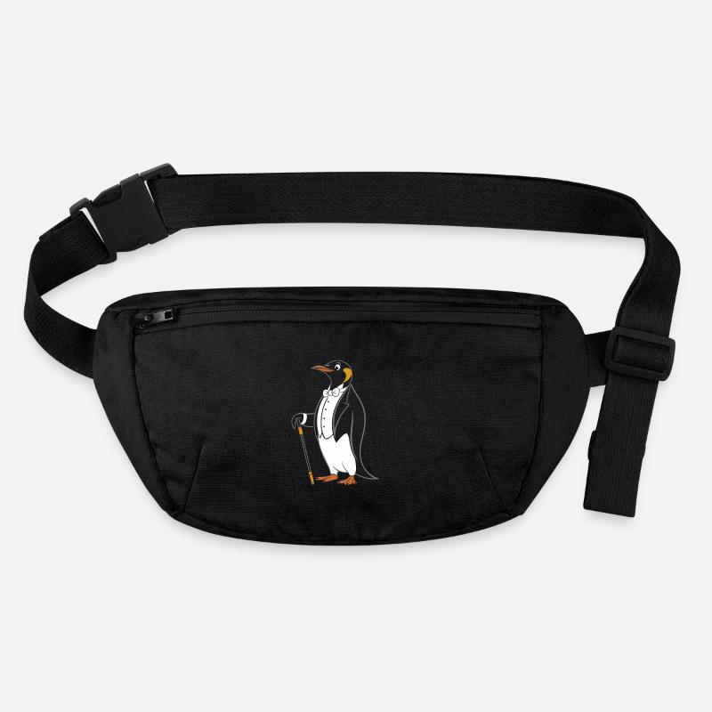 Elegant penguin in tailcoat with walking stick Stanley/Stella recycled Hip Bag 