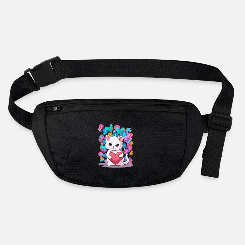 Chat Printemps Fleurs Coeur Enfants Bébé Chaton Sac banane recyclé Stanley/Stella