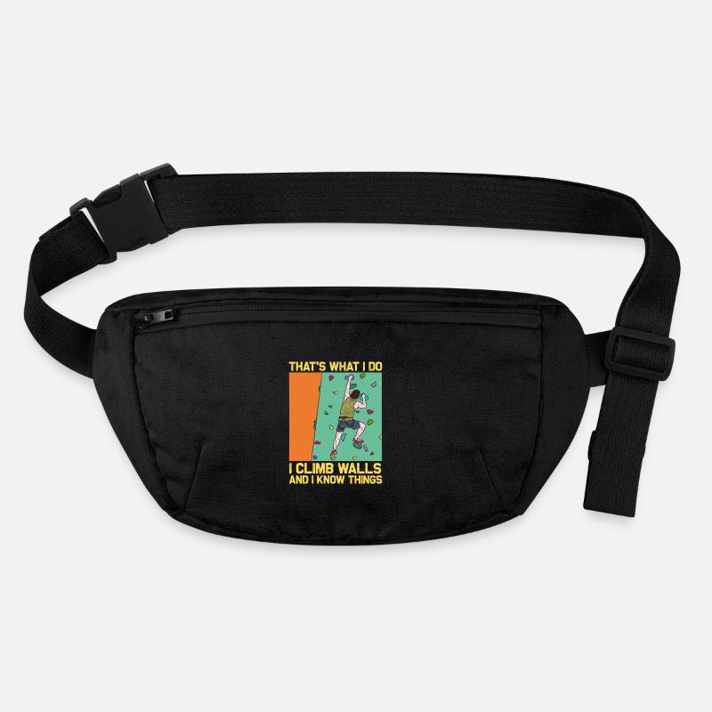Climbing and Knowledge: Wall Climber Saying - Stanley/Stella recycled Hip Bag  - black