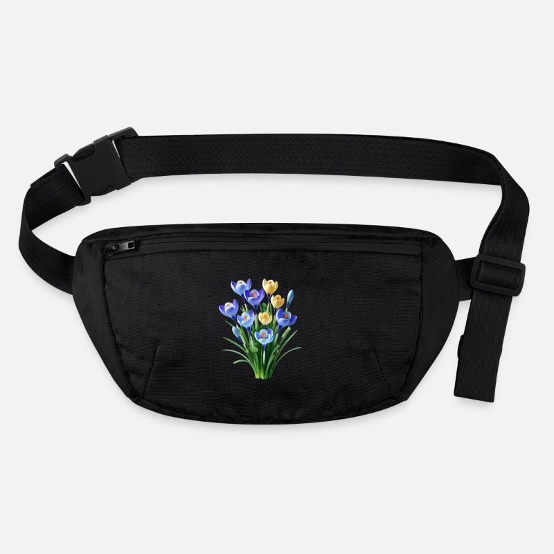 blue yellow crocus blossoms spring flower floral Stanley/Stella recycled Hip Bag 