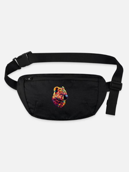 Wombat Australia Marsupial Cute Wombat - Stanley/Stella recycled Hip Bag  - black - Front