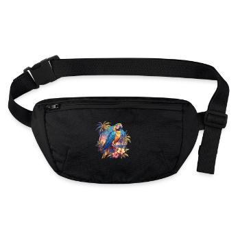 Papageie Papagei - Stanley/Stella recycelte Gürteltasche - Schwarz - Vorne