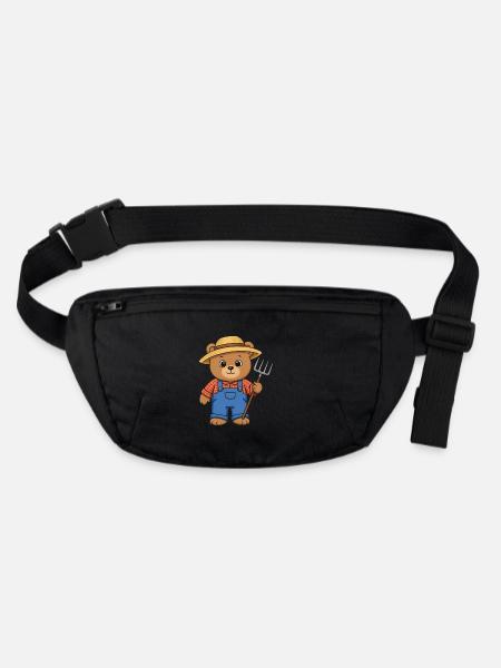 Fermier d’ours en peluche - Sac banane recyclé Stanley/Stella - noir - Devant