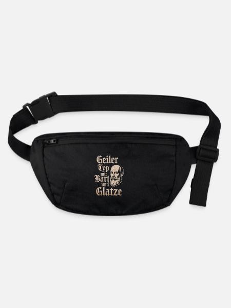 guy with beard & bald head beard wearer - Stanley/Stella recycled Hip Bag  - black - Front