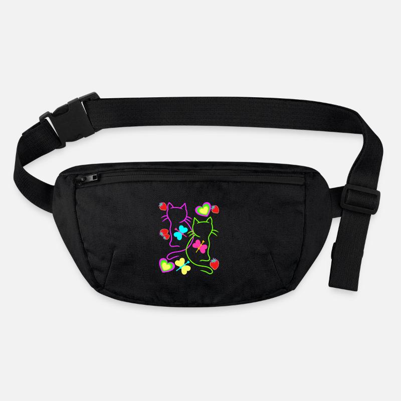Retro Katzen Erdbeer Sommer Schmetterling Herz Stanley/Stella recycelte Gürteltasche