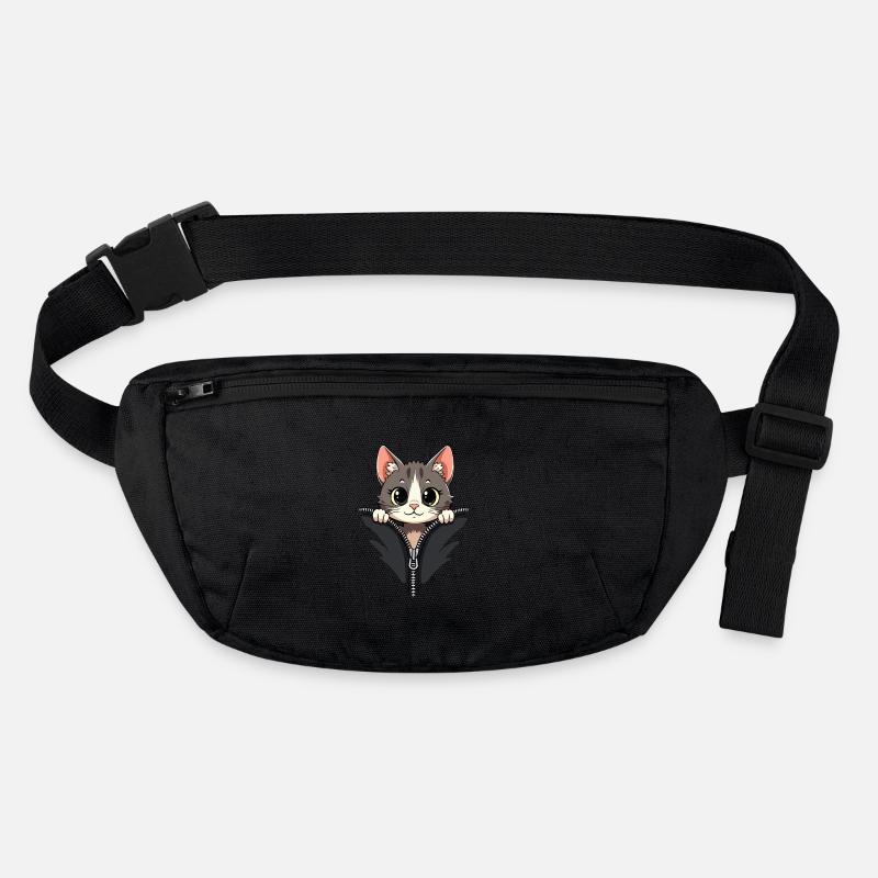 Neugierige Katze hinter einem Reißverschluss Stanley/Stella recycelte Gürteltasche