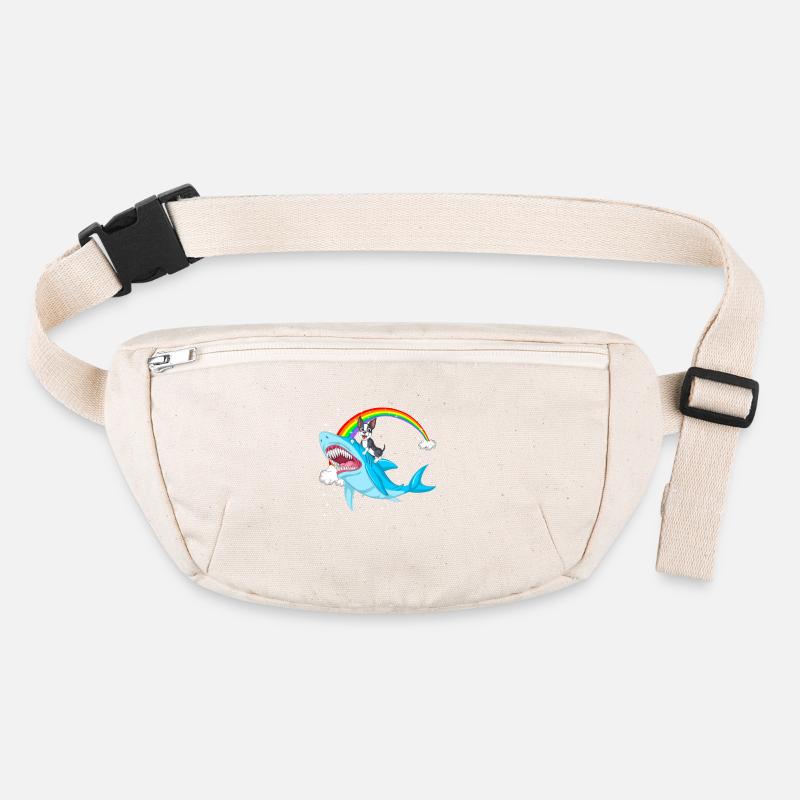 Niedlicher Boston Terrier reitet Hai unter Regenbogen Stanley/Stella recycelte Gürteltasche