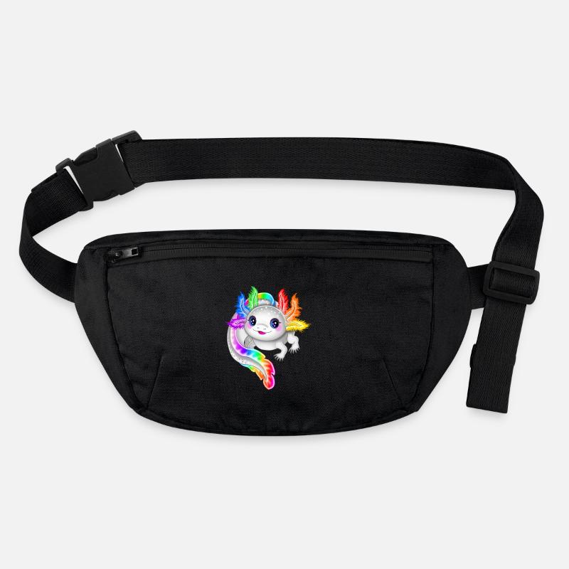 Regenbogen bunter Axolotl Stanley/Stella recycelte Gürteltasche