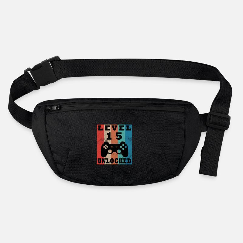 Level 15 Unlocked Retro Controller - Stanley/Stella recycled Hip Bag  - black