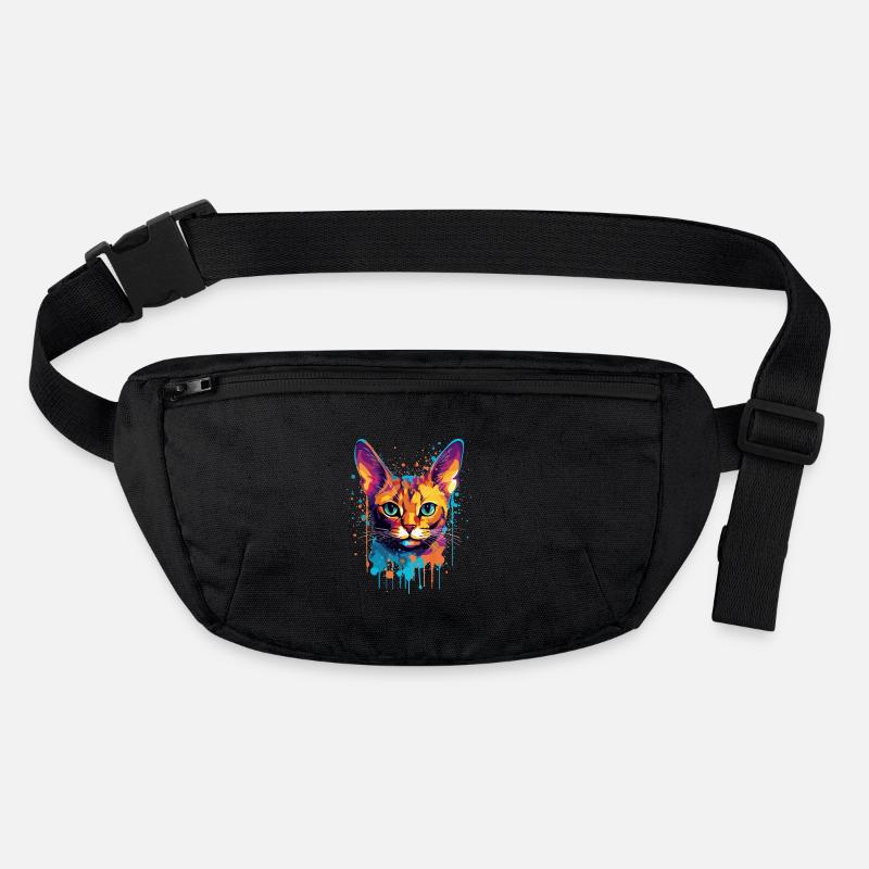 Bunte Splash-Kunst Abessinianisches Katzengesicht Stanley/Stella recycelte Gürteltasche
