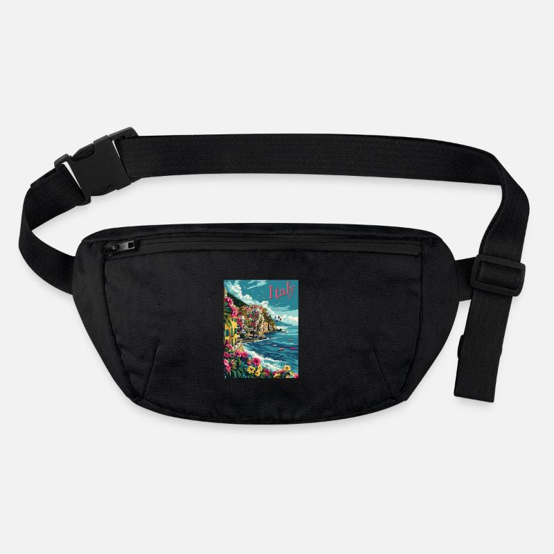 Paysage côtier italien – Coloré Sac banane recyclé Stanley/Stella